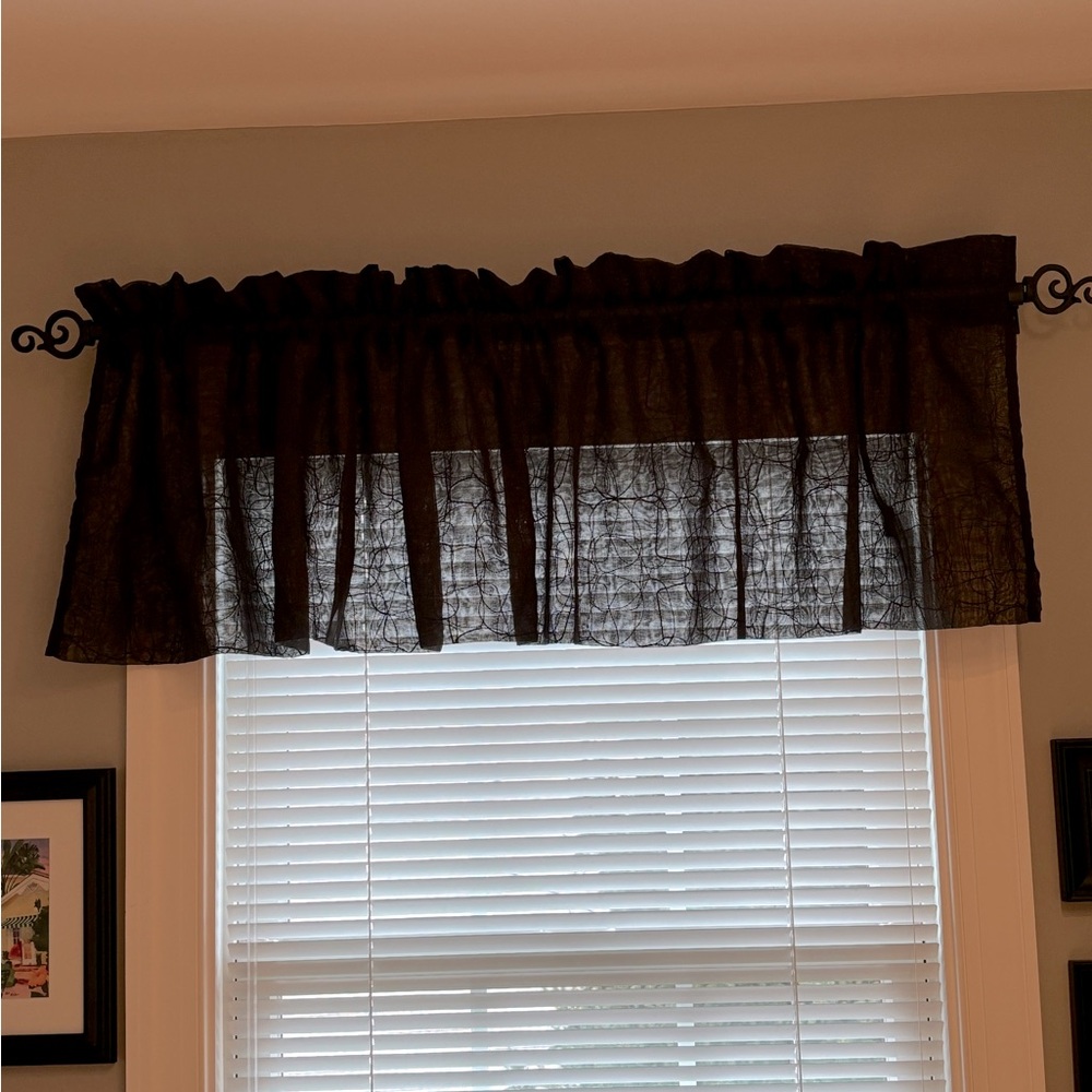 FREE* Black Sheer Window Valance. 76”